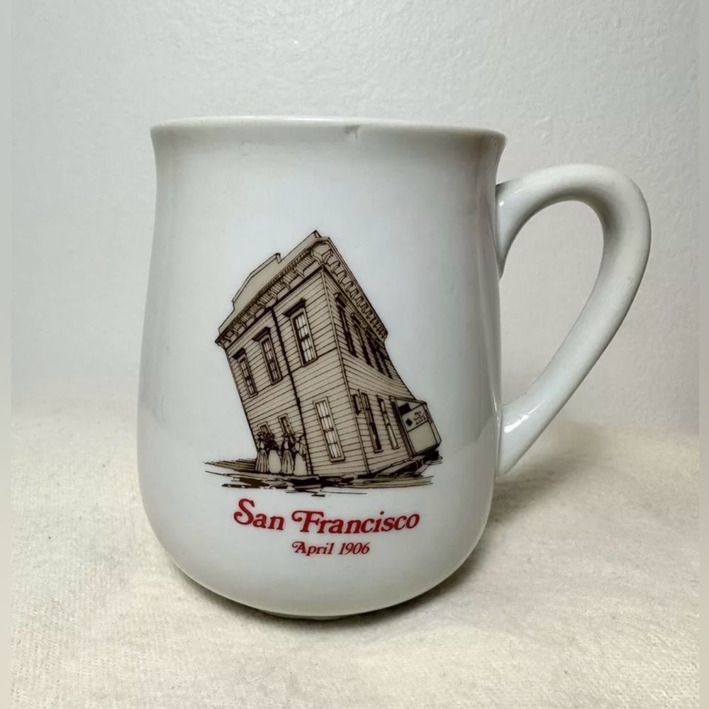 Vintage San Francisco Coffee Tea Mug 1906 Earthquake Hand Decorated USA Unique